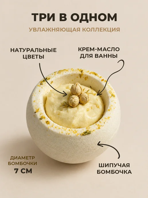 FLŌREA Бомбочка для ванны Жасмин и нероли - 1 шт, 1 шт, фото 3