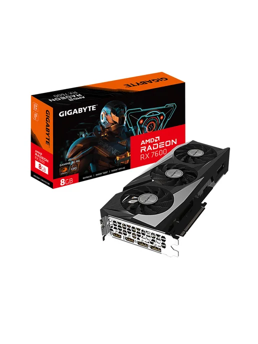 Gigabyte Видеокарта, Radeon RX 7600 GAMING OC 8G (GV-R76GAM, 8 г, фото 3