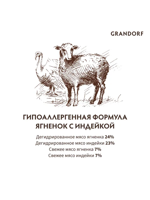 Сухой корм Grandorf' для собак, щенки, индейка, ягненок, 3 кг, фото 5