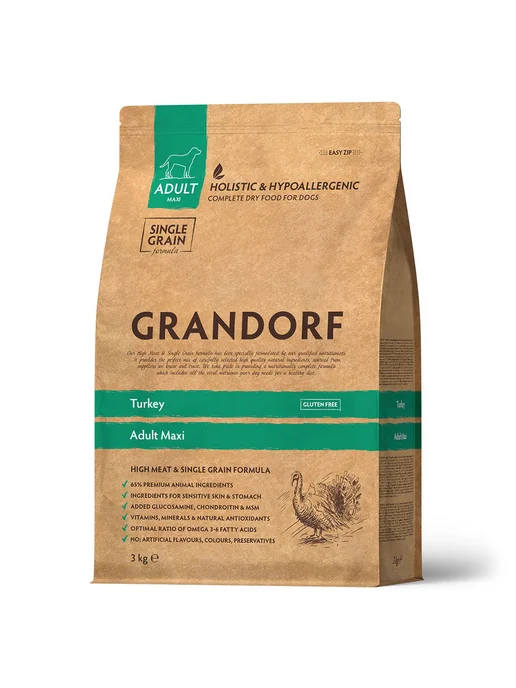 Сухой корм Grandorf' для собак, крупные, индейка, 3 кг