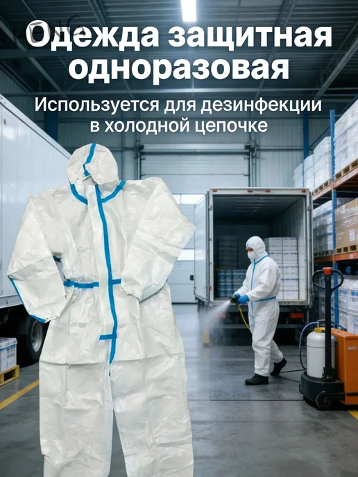 Защитный одноразовый комбинезон XXL, 2 шт, вариант, фото 6