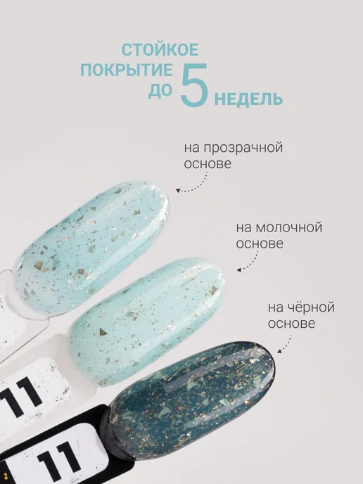 Гель-лак бирюзовый полупрозрачный с поталью, 8 мл, 8 мл, фото 2