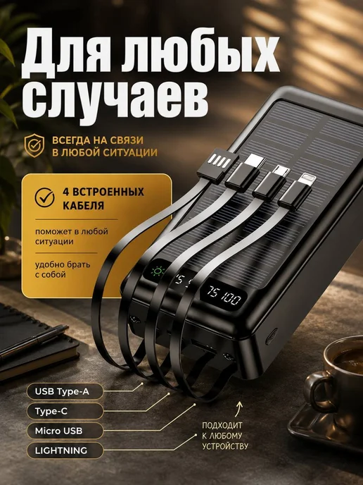 Повербанк, Внешний аккумулятор 50000, черный, фото 3