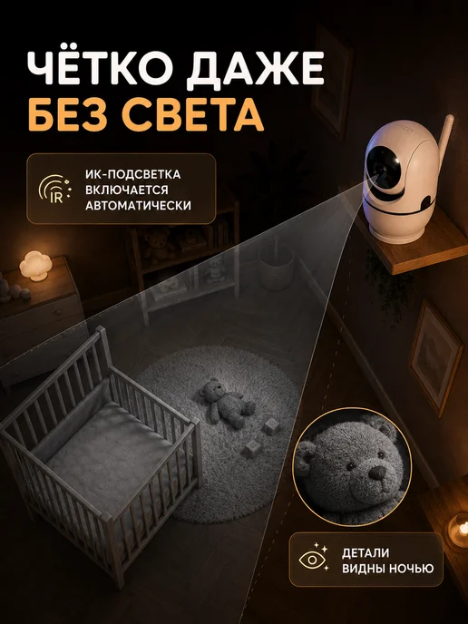 Видеоняня камера видеонаблюдения для дома Wi-Fi с телефона, белый, фото 3