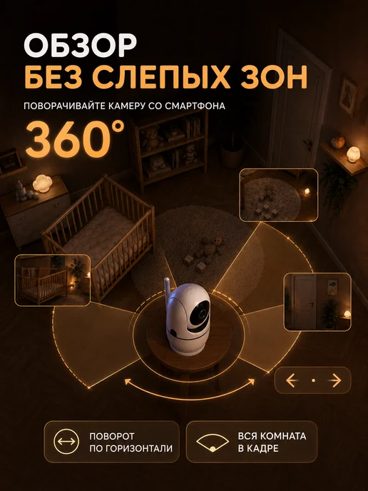 Видеоняня камера видеонаблюдения для дома Wi-Fi с телефона, белый, фото 5
