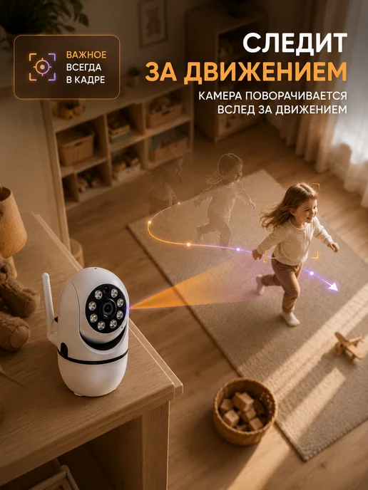 Видеоняня камера видеонаблюдения для дома Wi-Fi с телефона, белый, фото 6