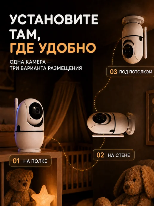 Видеоняня камера видеонаблюдения для дома Wi-Fi с телефона, белый, фото 8