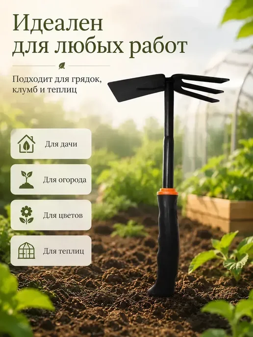 Садовый ручной рыхлитель 2 в 1 инструмент для огорода, вариант, фото 2