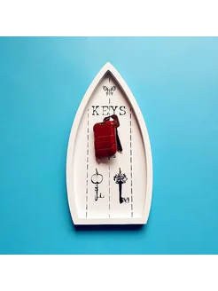 Нет бренда Ключница с крючками из дерева для прихожей, Белый