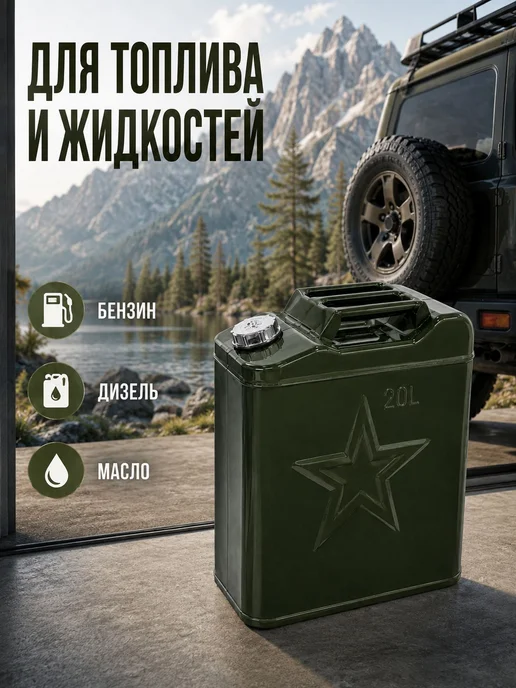 Канистра металлическая 20 л для бензина дизеля автомобильная, 20 л, фото 4