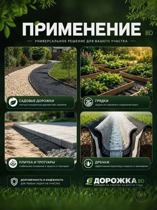 Садовый настил из полипропилена 9,5 м × 60 см, 9,5 м, фото 3