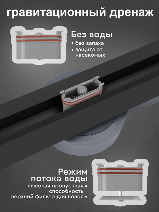 FORRLIX Трап для душа 800 мм под плитку HX007, черный, фото 4