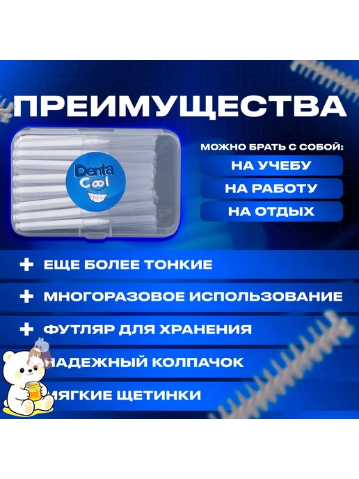 Межзубные ершики ультратонкие 0,4 мм, 60 шт, 60 шт, фото 3