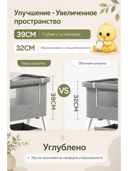 Приставная кроватка для новорожденного люлька колыбель 2в1, серый, фото 8