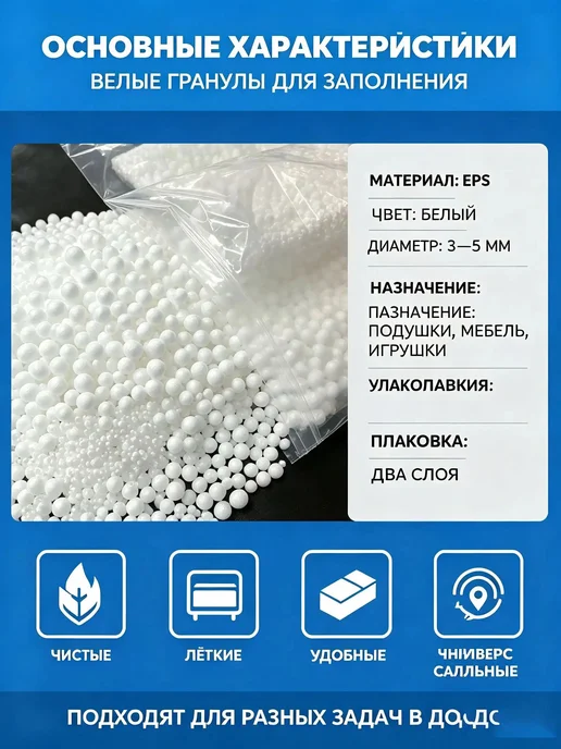 Наполнитель для кресла-мешка из пенополистирола, 20 л, 20 л, фото 7