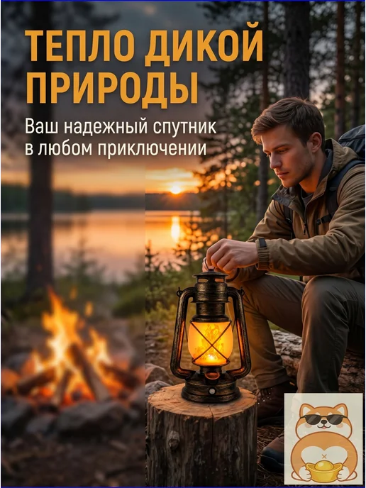 Ретро LED фонарь керосиновая лампа 35 см, аккумуляторный с и, вариант, фото 3
