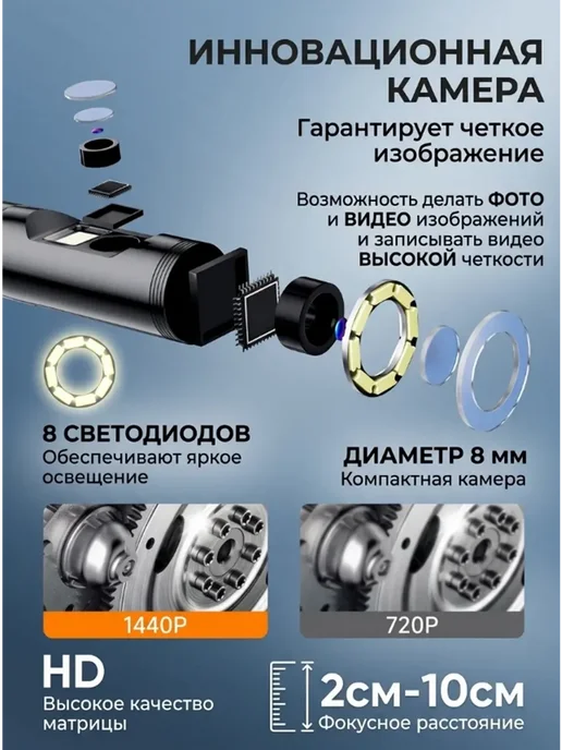 Эндоскоп автомобильный для смартфонов iOS и Android, вариант, фото 2