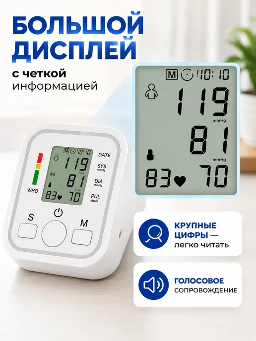 Тонометр для давления автоматический электронный, вариант, фото 3