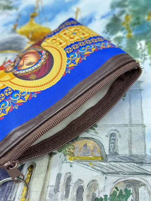 Питерская муха Кошелек текстильный,Пресвятая Богородица Казанская, синий, фото 4