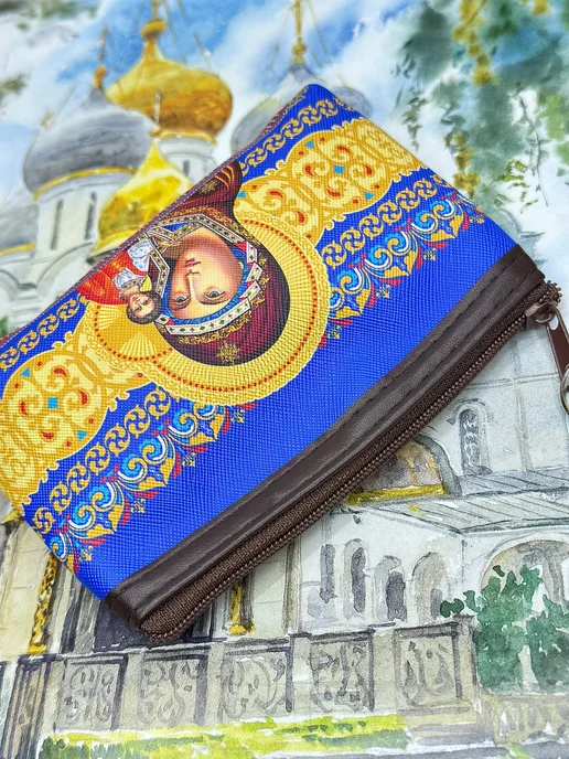 Питерская муха Кошелек текстильный,Пресвятая Богородица Казанская, синий, фото 5