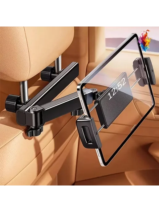 Автомобильный держатель для планшета до 12" на подголовник, вариант, фото 2