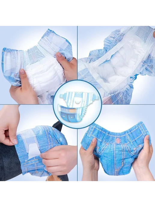 Подгузники для собак девочек Pet Soft, джинсовый стиль, M, 8…, вариант, фото 4