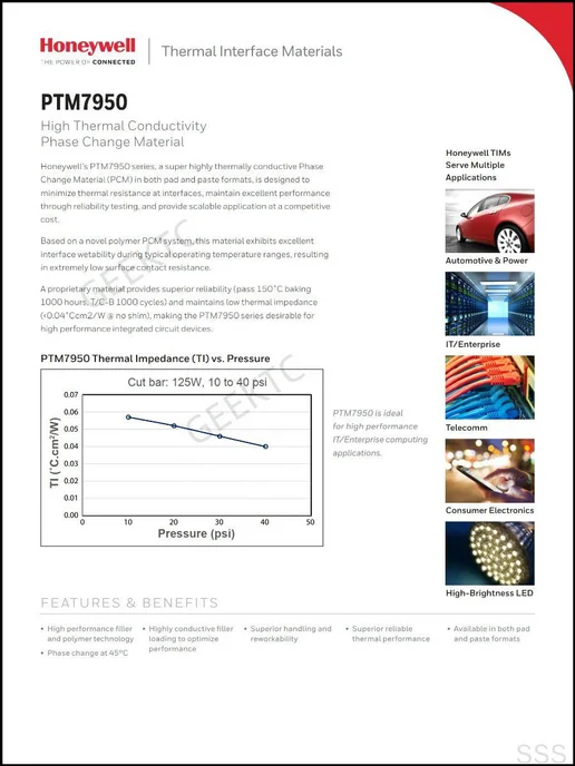 Solstice (Honeywell) ptm7950 термопаста с фазовым переходом 26*30mm толщина 0.25mm, Термоинтерфейс PTM7950 толщина 0.2, фото 5