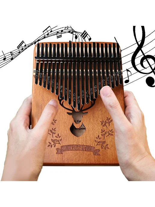 Калимба 21 клавиша для детей, переносная, с рисунком оленя, вариант, фото 2