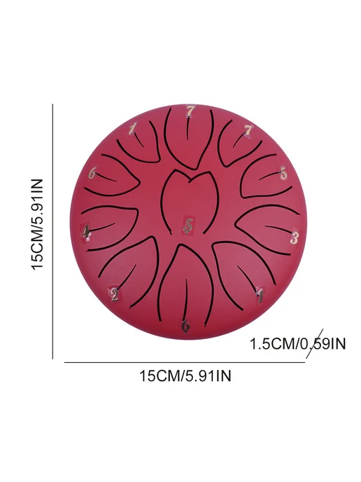 6дюймов Steel Tongue Drum Handpan для музыки, красный, красный, фото 8