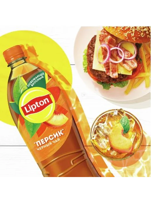Lipton Холодный чай черный со вкусом Персика 500мл*12шт, 500 мл, 12 шт, фото 2