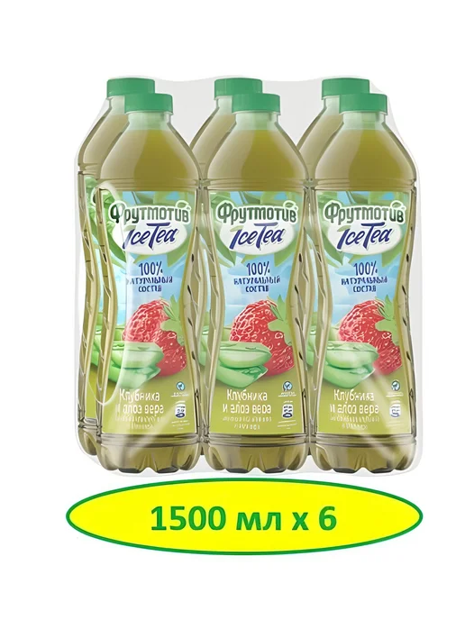 Фрутмотив Холодный чай Клубника - Алоэ 1500мл*6шт, 1,5 л, 6 шт