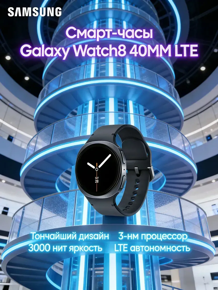 Samsung 100% оригинал Galaxy Watch 8 40 мм (черный)