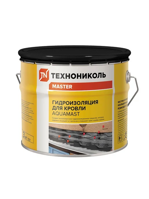Мастика битумная для кровли гидроизоляционная AquaMast 3 кг, 3 кг, фото 6