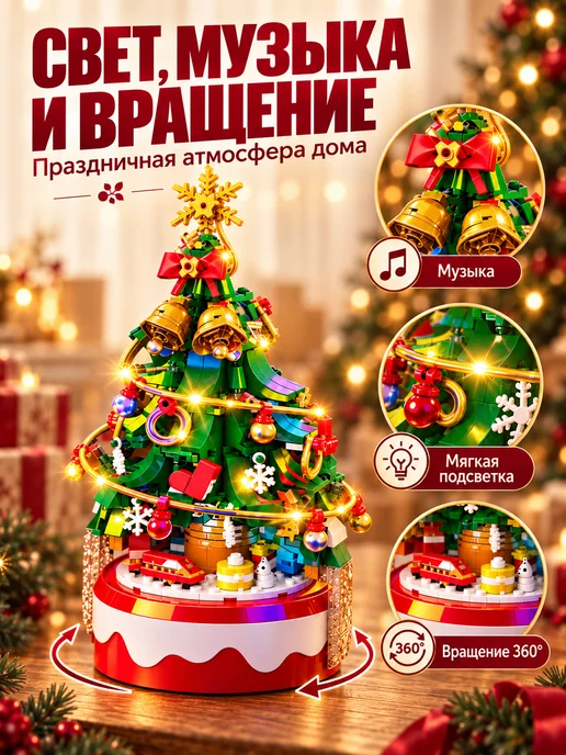 Конструктор новогодняя елка, зеленый, фото 2