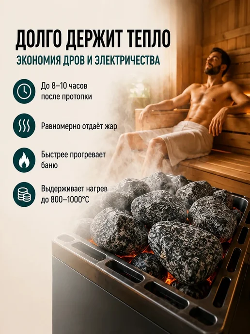 Камни для бани и сауны 20 кг диорит галтованный, 20 кг, фото 4