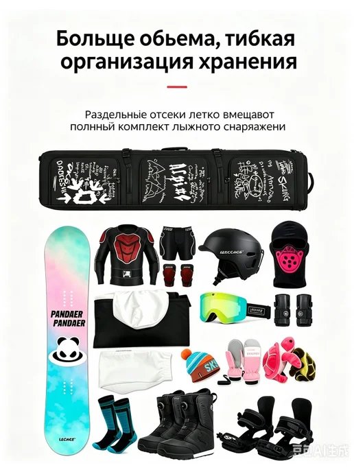 Многофункциональный чехол для хранения сноуборда,165x34x18cm, черный, фото 2
