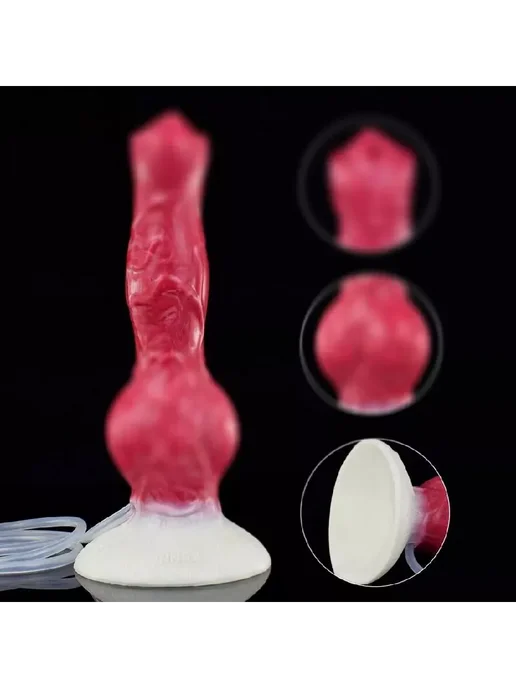 Фаллоимитатор на присоске с эякуляцией, красный, фото 5