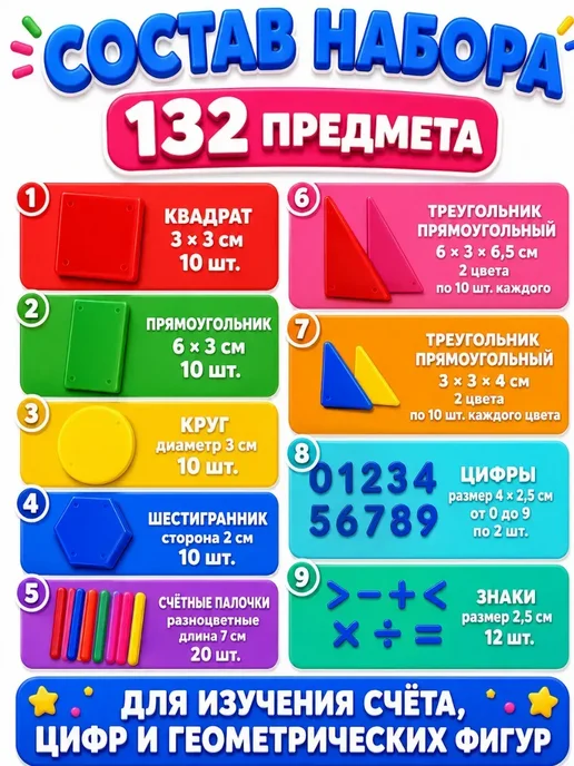 ХобаМаркет Счетный материал набор для первоклассника школьный, зеленый, фото 2