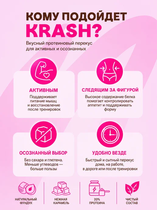 Altaimag Батончик протеиновый глазированный Krash Фундук-карамель 50г, 50 г, фото 2