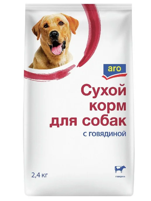 Сухой корм ARO для собак, говядина, 2,4 кг