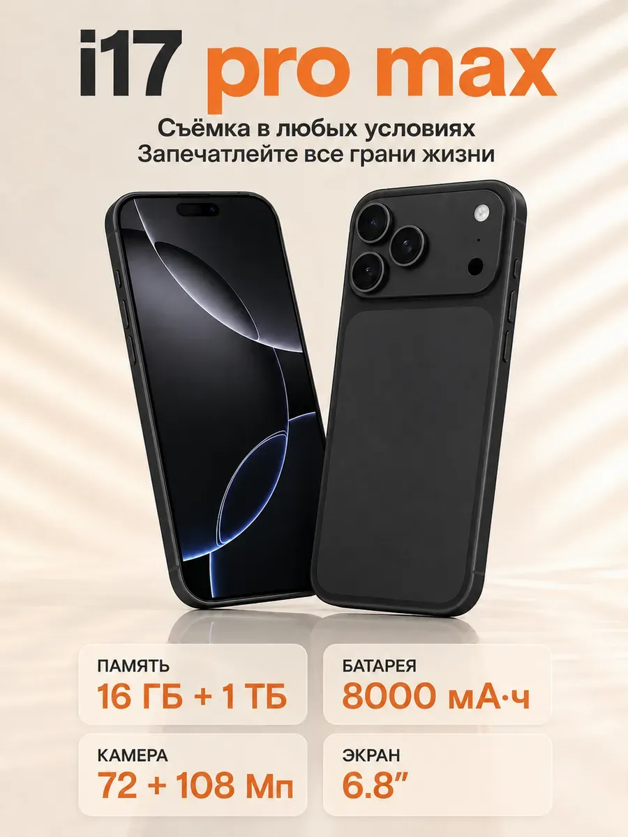 Смартфон Андроид i17 Pro Max,16+1ГБ 8000 мАч Чёрный Infinix 1496389580 купить за 9 087 ₽ в интернет‑магазине Wildberries