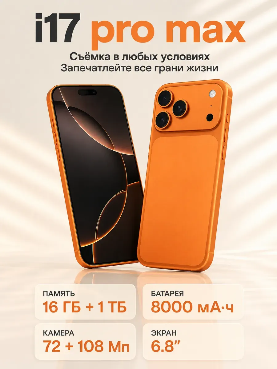 Смартфон Андроид i17 Pro Max,16+1ГБ 8000 мАч оранжевый Infinix 1496389776 купить за 9 087 ₽ в интернет‑магазине Wildberries