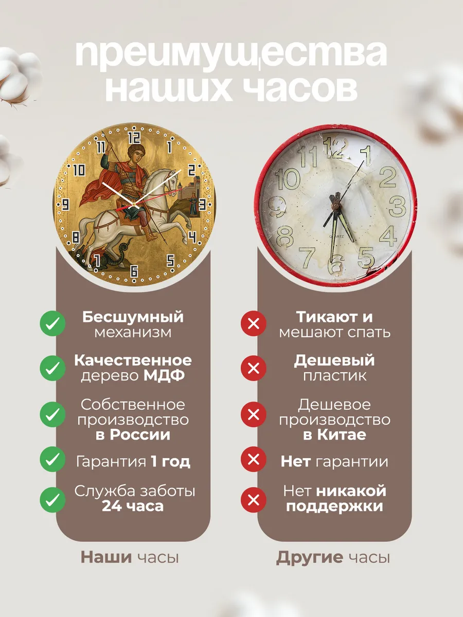Часы настенные бесшумные Икона Георгий Победоносец 33 см — фото 10