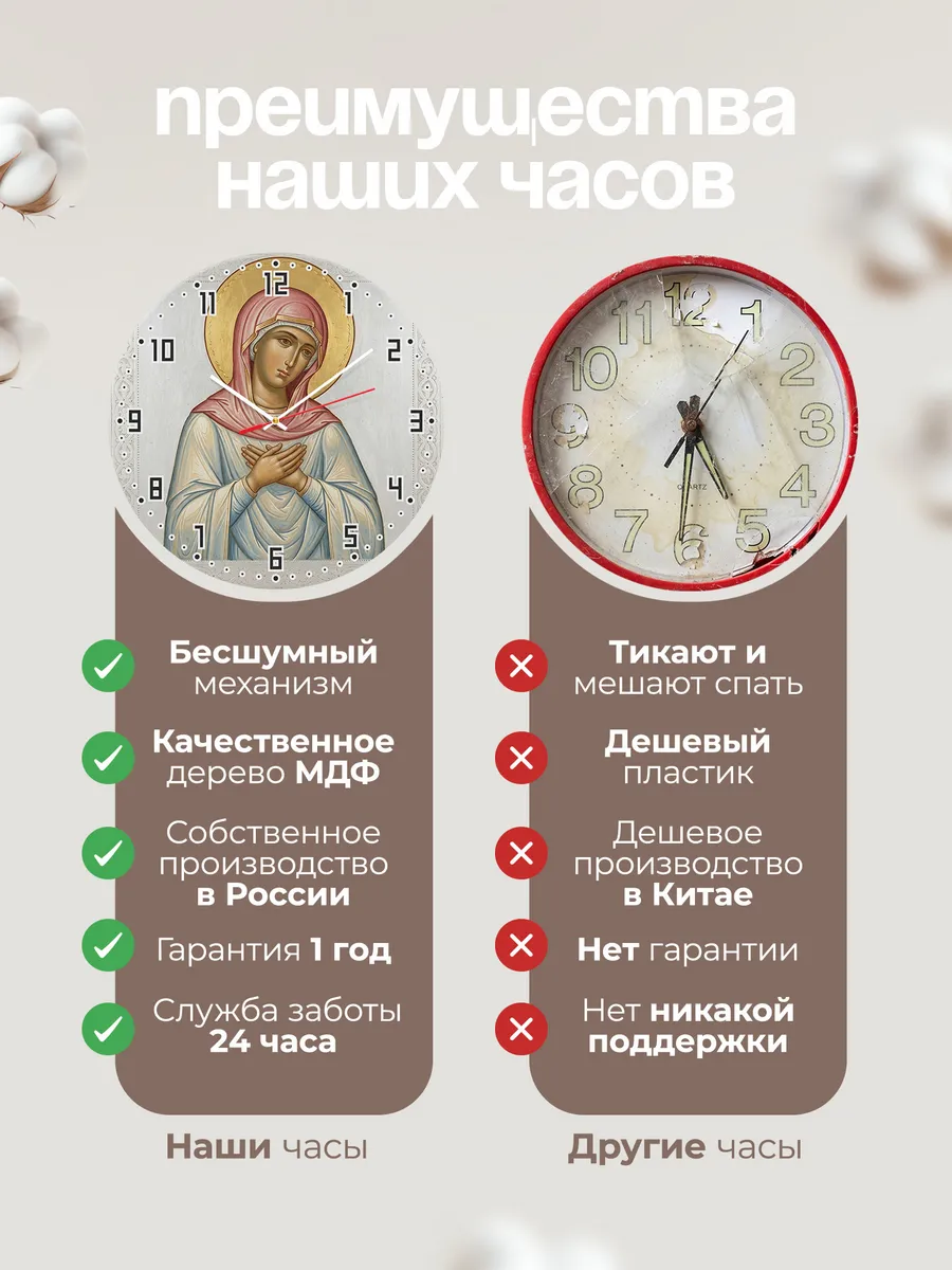 Часы настенные бесшумные Икона Умиление Богородица 33 см — фото 10