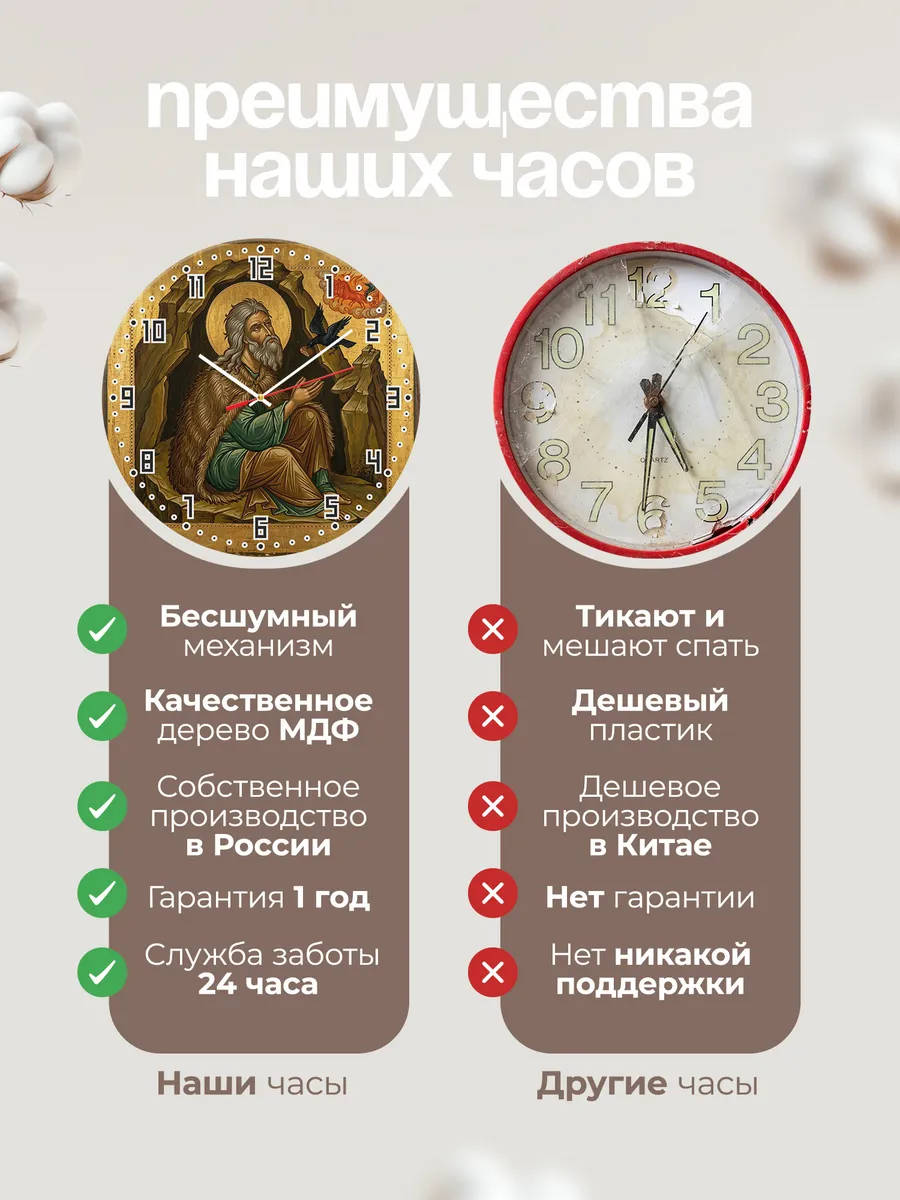 Часы настенные бесшумные Икона Илья Пророк 33 см — фото 10