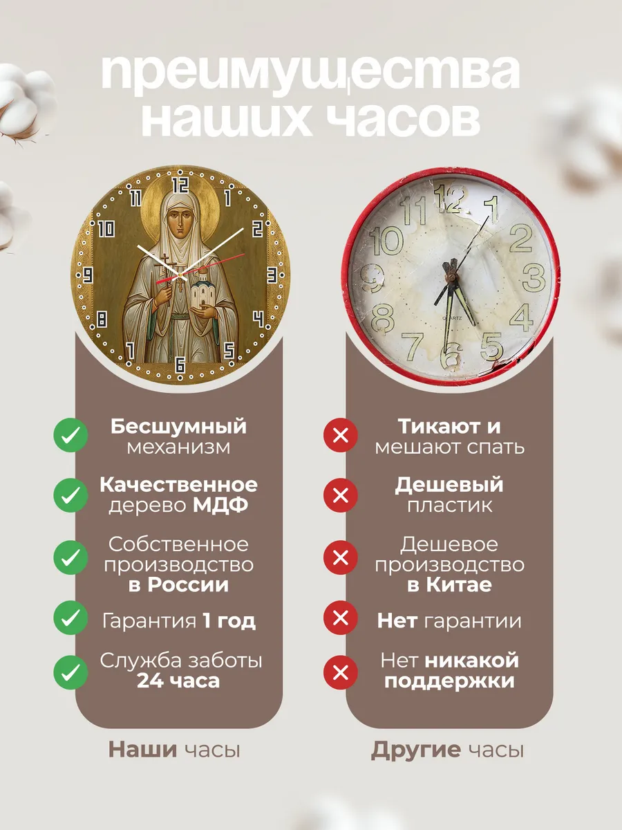 Часы настенные бесшумные Икона Елизавета Федоровна 33 см — фото 10