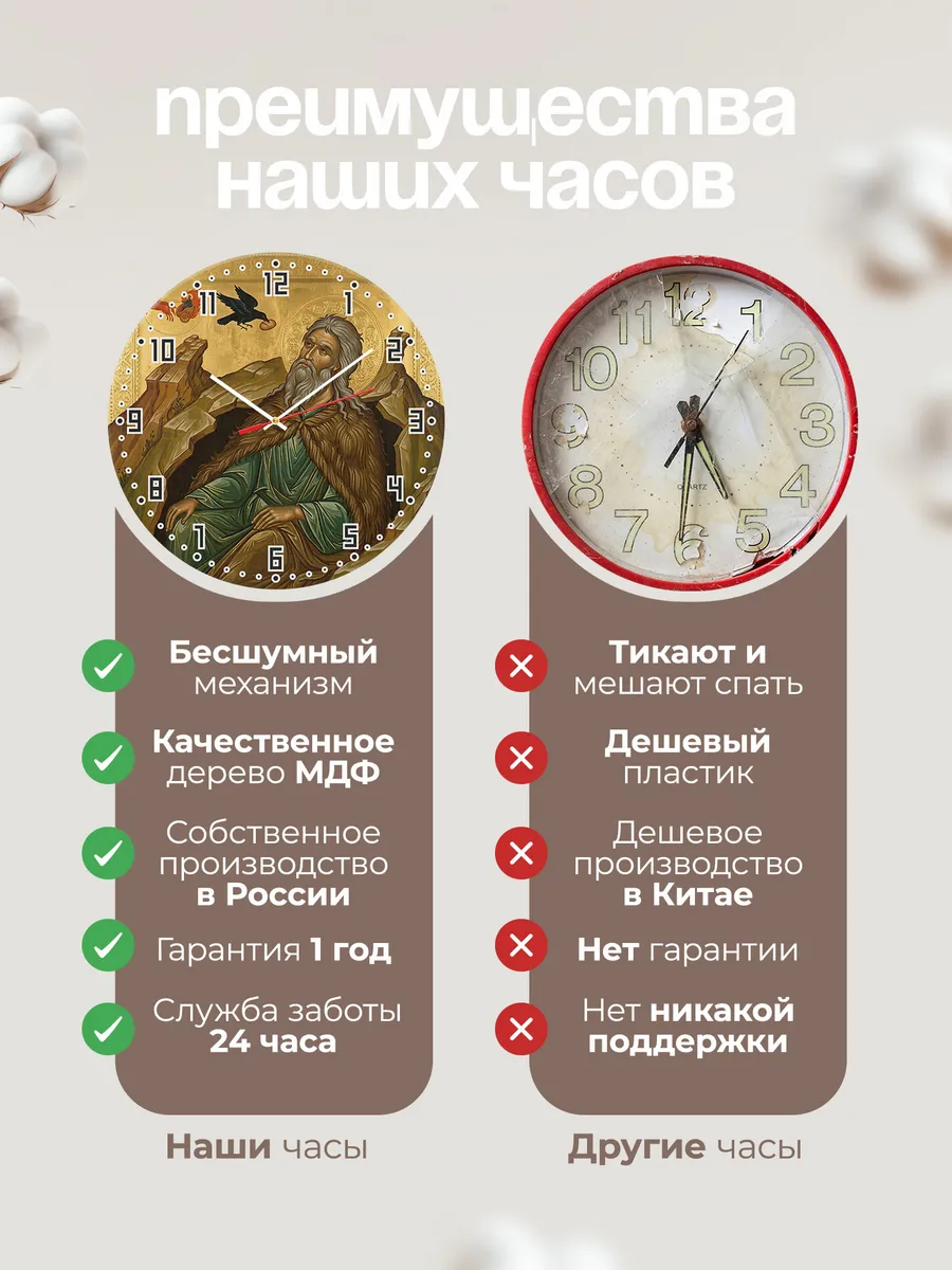 Часы настенные бесшумные Икона Иоанн Креститель 33 см — фото 10
