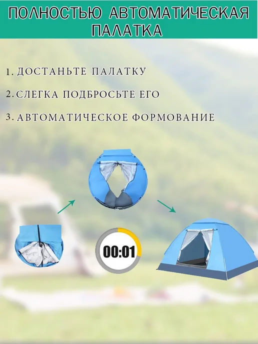 Палатки для пеших прогулок и кемпинга, синий, фото 3