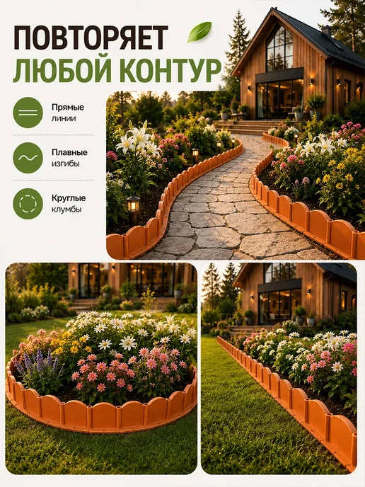 Бордюр садовый терракот, коричневый, терракот, фото 3
