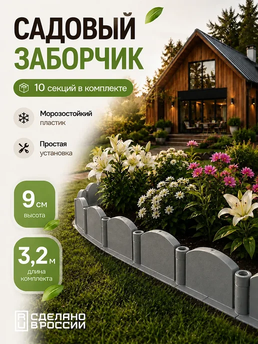 Бордюр садовый терракот, серый